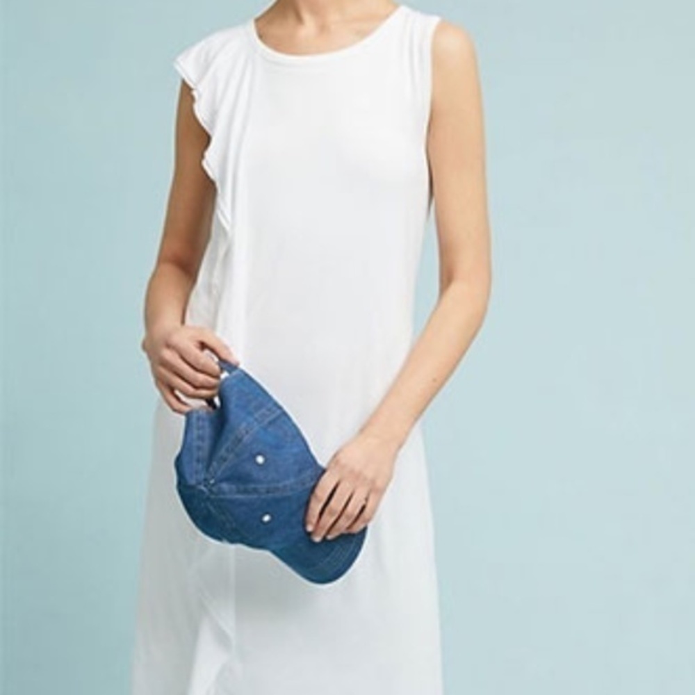 Anthropologie WHITE Triana Ruffled Dress Small
